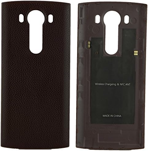 LG V10 Leather Battery Door Rear Cover Replacement with NFC &amp; QI Charging (Brown)