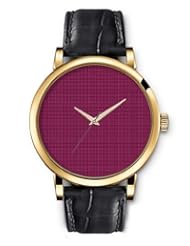 SPRAWL Aanalog Fashion Series Gold Ladies Watches of Genuine Black Leather Strap,Unique Wrist Watch for Women Girls Designed with Red brown small bars