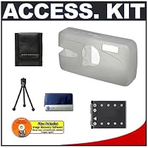 Pentax Silicone Skin for Optio W30 Digital Camera with Spare D-LI63 Battery for Olympus + Flexible Tabletop Mini Tripod + ImageRecall Digital Image Recovery Software + Memory Card Storage Wallet + Microfiber Cleaning Cloth