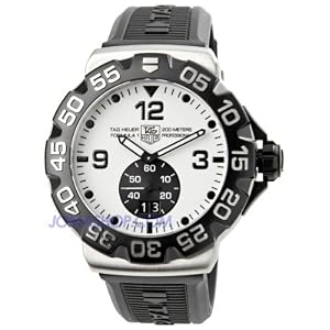 TAG Heuer Mens Formula 1 Grande Date White Dial Rubber Strap Watch #WAH1011.BT0717