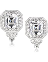 Sterling Silver Swarovski Zirconia Asscher Antique Earrings