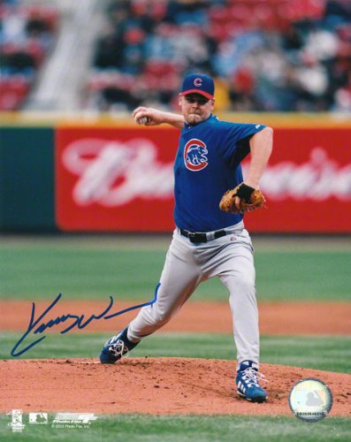 Kerry Wood Chicago Cubs - Blue Jersey - 8x10 Autographed Photograph