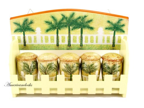 Childrens Toyshop  Kitchen & Housewares : Palm Trees Wooden Spice Rack..Matching Palm tree mugs & Salt N Pepper Shakers also available!