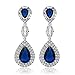 Gem Stone King Pear Shape Blue Simulated Sapphire and Zirconia Drop Women's Dangle Earrings