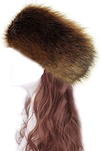 Faux Fur Headband for Women Winter Earwarmer Earmuff Hat Ski (Brown)