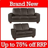 3 & 2 Seater Hampshire Brown Leather Sofa Suite Settee
