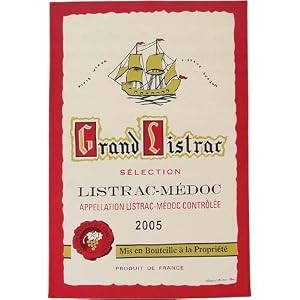Grand Listrac S&eacute;lection Listrac-M&eacute;doc French Wine Label Kitchen Towel, French
