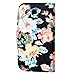 Galaxy S3 Case, OMIU(TM) Flower Floral Style Wallet Flip Magnet Stand Leather Case Cover with Credit Card Holder for Samsung Galaxy S3 i9300(Black), with Screen Protector, Stylus and Cleaning Cloth