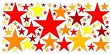 80 Peel and Stick Red/Orange/Yellow Stars Decals Removable/Repositionable Wall Art