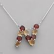 Necklace With 3.00ctw Precious Stones - Genuine Citrines and Garnets Beautifully Crafted in 925 Sterling silver Length 16in