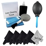 Essential Goja Cleaning Kit for Cameras, Camcorders and all Optical Products - Includes: Deluxe Dust Blower, Cleaning Brush, Fluid, Tissue and Cotton Swabs + 5 Premium Microfiber Lens Cleaning Cloths