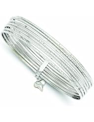 14K White Gold D/C Slip On 7 Bangles
