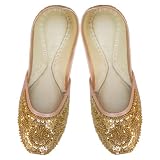 Handmade Indian Punjabi Women Shoe Pair With Beaded Work (Free Shipping) Shes0045