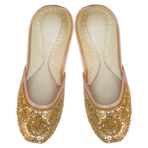 Handmade Indian Punjabi Women Shoe Pair With Beaded Work (Free Shipping) Shes0045