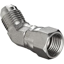 Brennan 6502-06-06-SS, Stainless Steel JIC Tube Fitting, 06MJ-06FJS 45 Degrees Elbow, 3/8" Tube OD