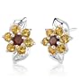 1.00 Carats Round Cut Garnet Citrine Earrings in Sterling Silver