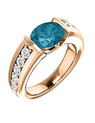 10K Rose Gold 9.00x7.00mm Oval Cut London Blue Topaz and Diamond Ring -- LIFETIME WARRANTY
