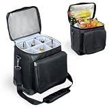 Picnic Time Cellar 6-Bottle Insulated Wine Tote w/ Interchangeable Liner (Black/Silver)