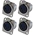 GLS Audio XLR Female Jack 3 Pin - Panel Mount Jacks D Series Size XLR-F - 4 PACK