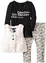 Calvin Klein Baby-Girls Infant White Vest with Black Top with Printed Pants