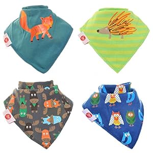 Zippy Fun Bandana Bibs for Babies and Toddlers (Woodland Animals Pack of 4)