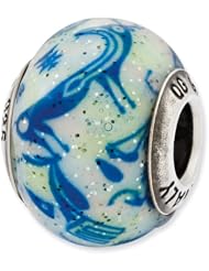 Sterling Silver Reflections Italian Decorative Blue & White Glass Bead
