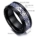 King Will Dragon Mens 8mm Black Tungsten Carbide Ring Blue Carbon Fiber Celtic Dragon Wedding Band 12.5