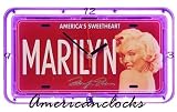Marilyn Monroe Silver Screen License Plate Neon Wall Clock Bar Neon Sign