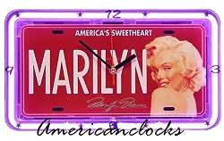 Marilyn Monroe Silver Screen License Plate Neon Wall Clock Bar Neon Sign