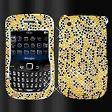 Sparkling Gold with Black Leopard Animal Print Full Diamond Rhinestone Snap on Hard Skin Cover Case for Blackberry Curve 8520 8530
