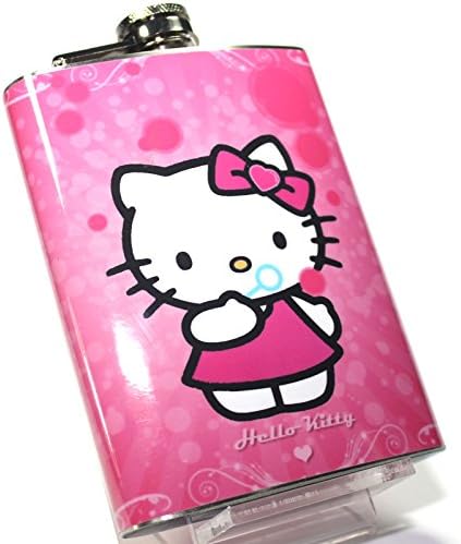 Hello Kitty Hip Flask S3 - 8oz. - High Quality Stainless Steel - Hinged Screw Cap - Boxed -