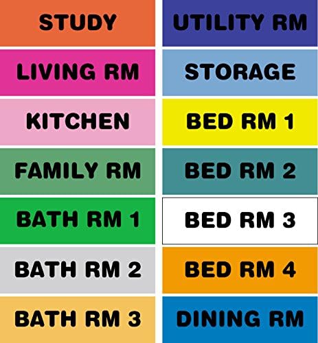 Jancosta Home Moving Color Coding Labels, 16 Labels Per Room, 14 Colors, 224 Total Labels, 1.3" X 4.3" (M001)