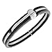 Fashion Alloy Black Silver-Tone Handcuff Mens Bracelet with Clasp