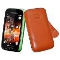 Original Suncase &reg; Tasche fuer / Sony Ericsson Mix Walkman / Leder Etui Handytasche Ledertasche Schutzhuelle Case Huelle *Lasche mit Rueckzugfunktion* In Orange