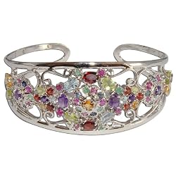 Amethyst Bracelet Silver Jewelry for Women Dia 2.5 inches (brclt289)