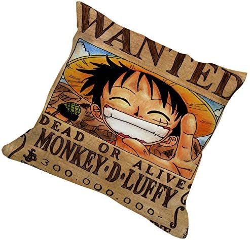 FR23-Luffy Is Wanted Poster Custom Cotton Linen Pillow Case 17"x17" (Two sides)