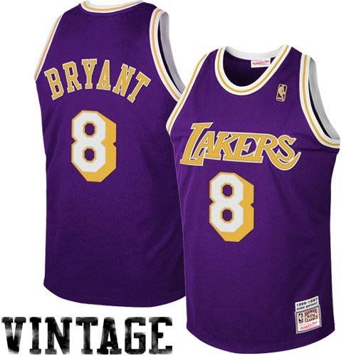 Mitchell & Ness Los Angeles Lakers #8 Kobe Bryant Purple 1997 Authentic Hardwood Classics Jersey (44)