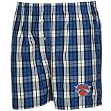 NCAA New York Knicks Royal Blue-White Plaid Historic Embroidered Boxer Shorts (Small)