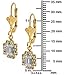Gem Stone King 1inches Round White Cubic Zirconia Flower Shape Gold Plated Brass Dangle Earrings