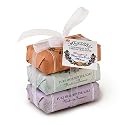 Mistral Soap Pack with a Bow, 3 - 100 g paper wrapped soaps: Kumquat Pink Grapefruit, South Seas, Wild Blackberry