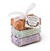 Mistral Soap Pack with a Bow, 3 - 100 g paper wrapped soaps: Kumquat Pink Grapefruit, South Seas, Wild Blackberry
