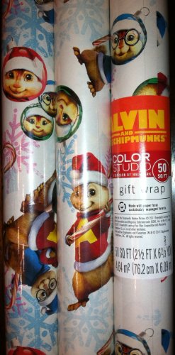 Hallmarks Alvin and the Chipmunks Christmas Gift Wrap 50 Sq. Ft.
