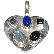 India Jewelry Pendant Chain in Multi Gemstones for Women 1.25 inches