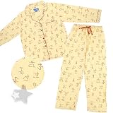 Yoga Print Yellow Flannel Pajamas for Women
