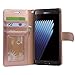 Arae Samsung Galaxy note 7 wallet case with Kickstand and Flip cover, Rose Gold