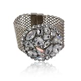Silvertone Mesh Clear Crystal Chunky Bracelet Fashion Jewelry