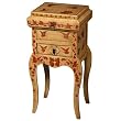 Handmade 31" Antique-Style Red & White Wood Accent / End Table With Red & Gold Butterflies