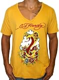 ED HARDY by Christian Audigier Mens Tattoo Logo Short Sleeve T-Shirt Tee Top Yellow