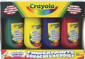 Crayola 4 Washable Finger Paints in Blue/Green/Yellow/Red