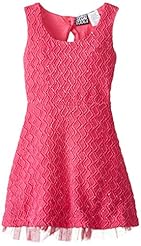 Girls Mesh Shirred  Polyester/Spandex/Knit  Dress With Ruffles